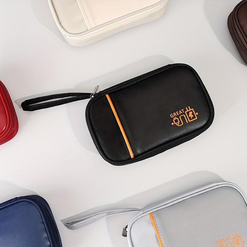 Portable Storage Bag for Data Cables and Passport Holder