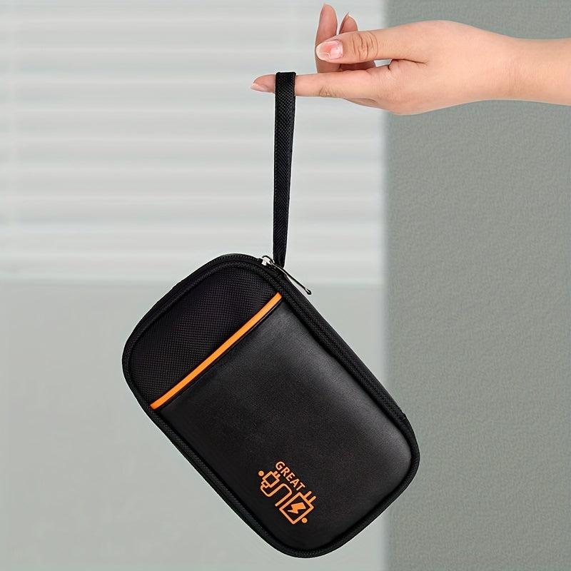 Portable Storage Bag for Data Cables and Passport Holder