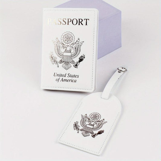 2pcs Travel Passport Holder with Luggage Tag Set