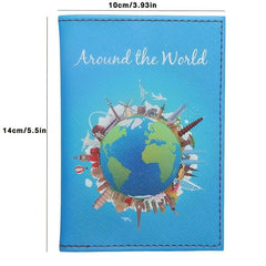 Travel World Map Passport Case PU Leather Holder