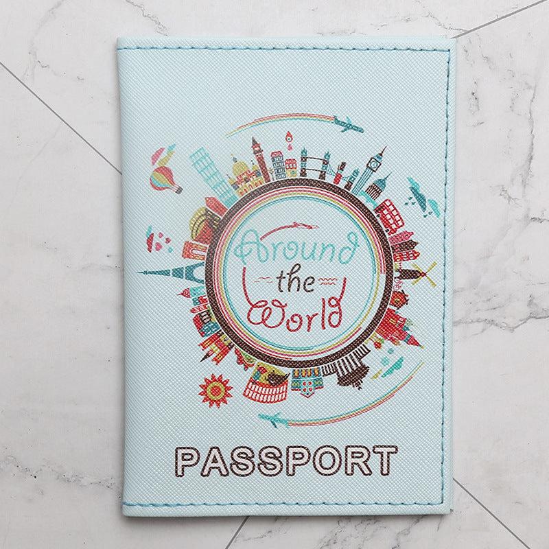 Travel World Map Passport Case PU Leather Holder