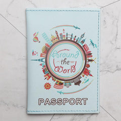 Travel World Map Passport Case PU Leather Holder