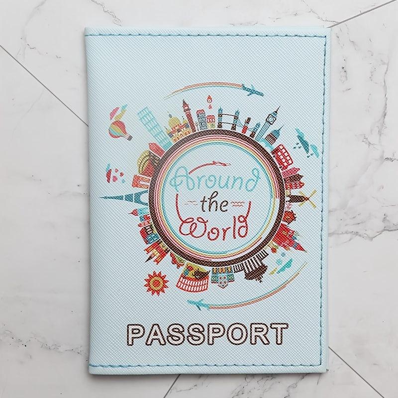 Travel World Map Passport Case PU Leather Holder
