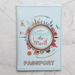 Travel World Map Passport Case PU Leather Holder