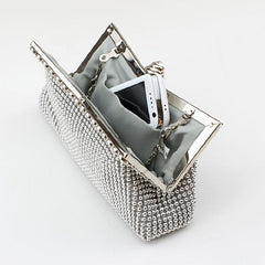 Rhinestone Evening Frame Bag Beads Clutch Chain Purse