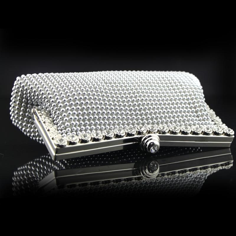 Rhinestone Evening Frame Bag Beads Clutch Chain Purse