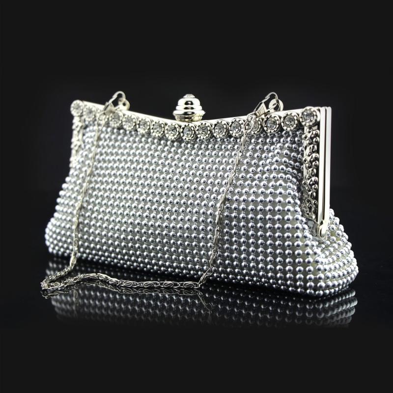 Rhinestone Evening Frame Bag Beads Clutch Chain Purse
