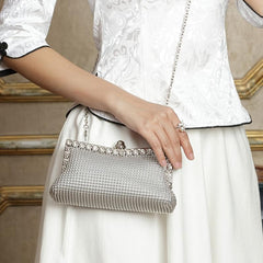 Rhinestone Evening Frame Bag Beads Clutch Chain Purse