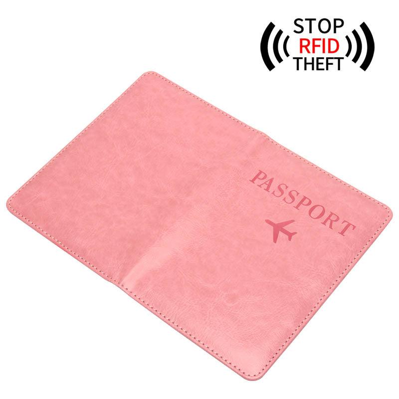 Anti-Magnetic Passport Holder 5 Card Slots Anti-Theft Brush Plane