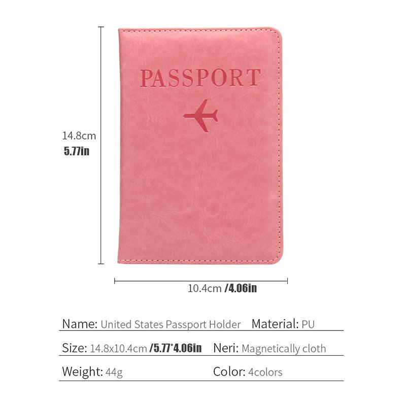 Anti-Magnetic Passport Holder 5 Card Slots Anti-Theft Brush Plane