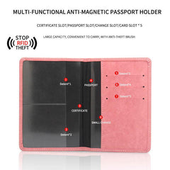Anti-Magnetic Passport Holder 5 Card Slots Anti-Theft Brush Plane