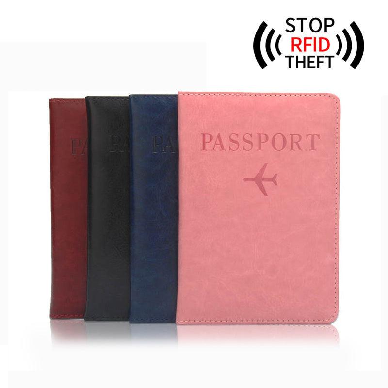 Anti-Magnetic Passport Holder 5 Card Slots Anti-Theft Brush Plane