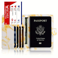 Marble RFID Blocking Passport Holder PU Leather Travel Passport Holder
