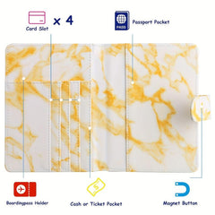 Marble RFID Blocking Passport Holder PU Leather Travel Passport Holder