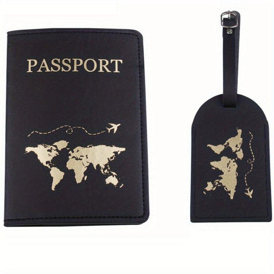 Leather Passport Protection and Luggage Tag Set