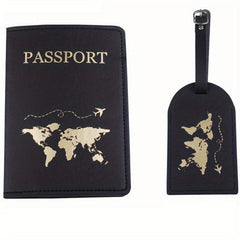 Leather Passport Protection and Luggage Tag Set