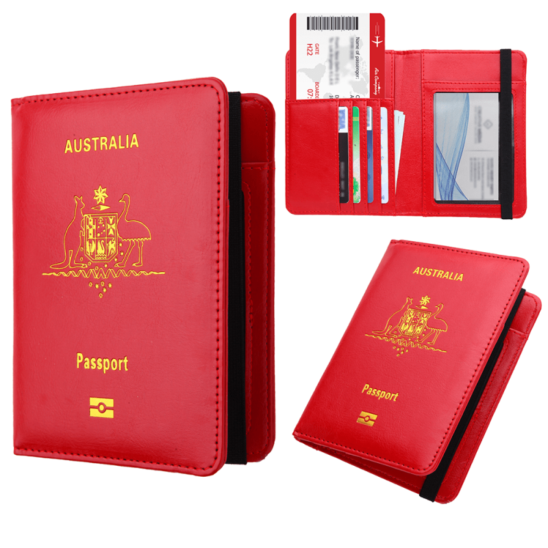 Australia Passport Cover with Vaccine Card Slot Travel Wallet