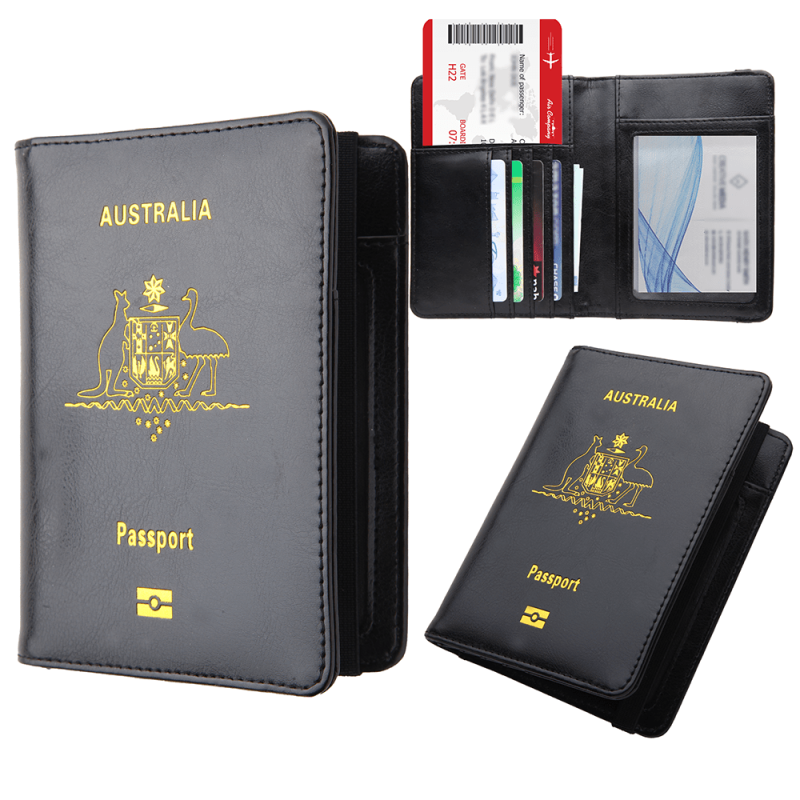 Australia Passport Cover with Vaccine Card Slot Travel Wallet