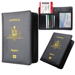 Australia Passport Cover with Vaccine Card Slot Travel Wallet