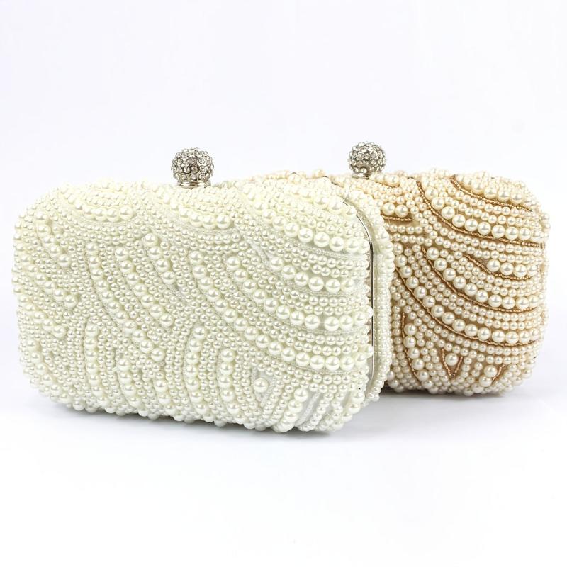 Women's Pearl Clutch Bag Bride Purse For Wedding Party Events