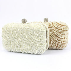 Women's Pearl Clutch Bag Bride Purse For Wedding Party Events