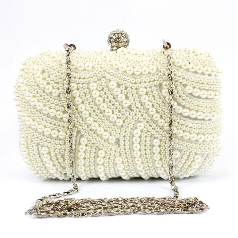 Women's Pearl Clutch Bag Bride Purse For Wedding Party Events