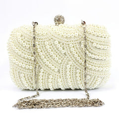 Women's Pearl Clutch Bag Bride Purse For Wedding Party Events