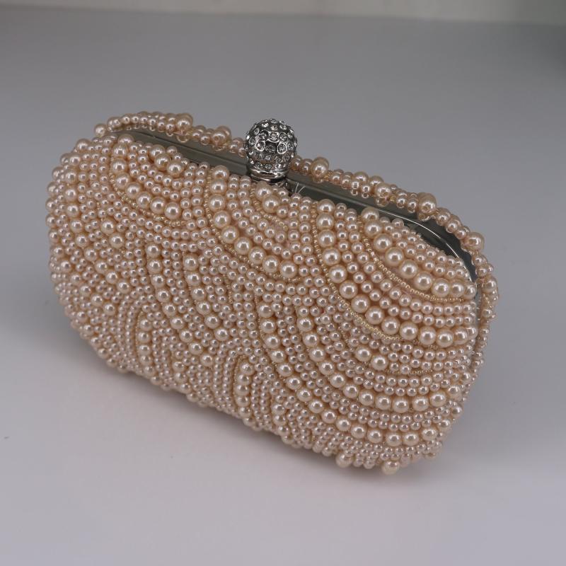 Women's Pearl Clutch Bag Bride Purse For Wedding Party Events