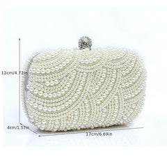 Women's Pearl Clutch Bag Bride Purse For Wedding Party Events