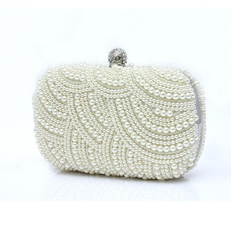 Women's Pearl Clutch Bag Bride Purse For Wedding Party Events