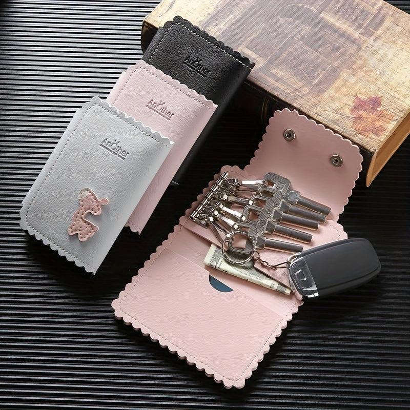 Mini Leather Keychain Key Bag Deer Pattern Key Storage Coin Purse Wallet