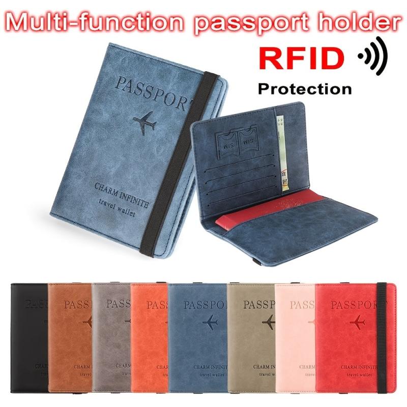 RFID Leather Passport Protector Document Package Travel Holder