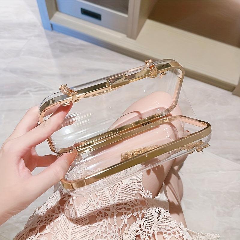 Clear Rhinestone Evening Bag Formal Clutch Wedding Party Prom