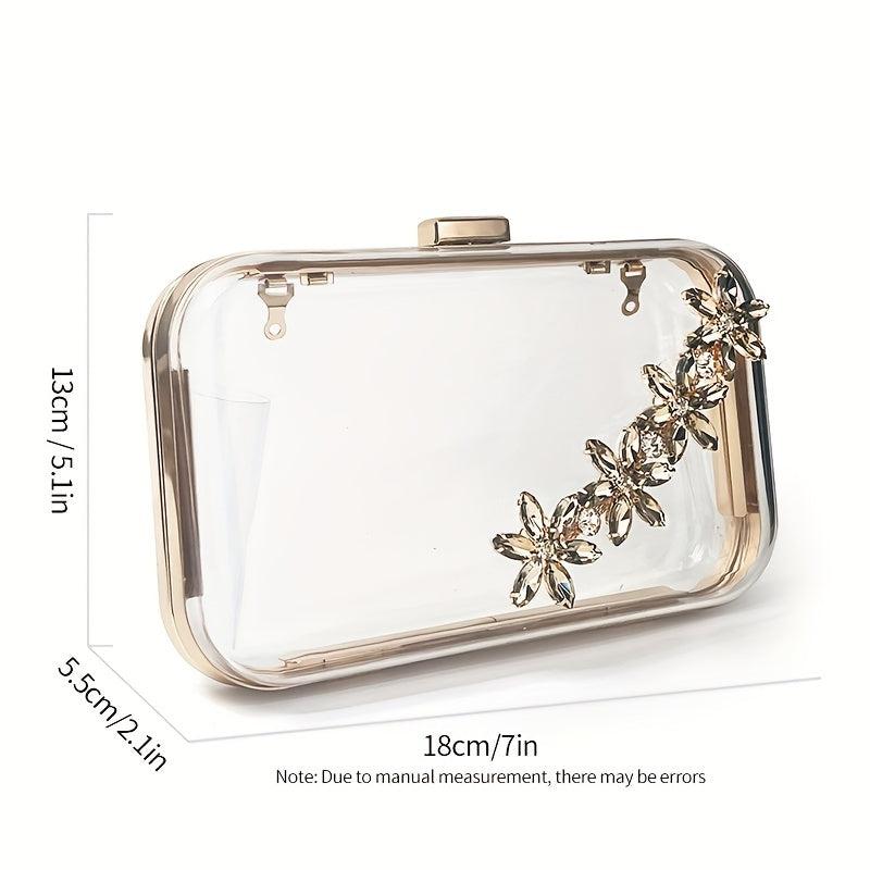 Clear Rhinestone Evening Bag Formal Clutch Wedding Party Prom