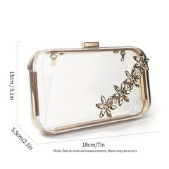 Clear Rhinestone Evening Bag Formal Clutch Wedding Party Prom