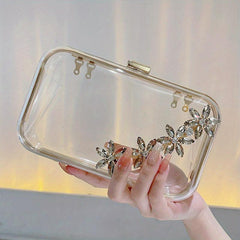 Clear Rhinestone Evening Bag Formal Clutch Wedding Party Prom