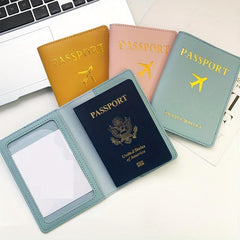 2pcs Travel Passport Case & Luggage Tag Set PU Leather Hot Stamping