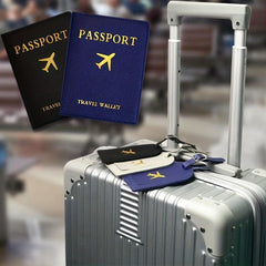 2pcs Travel Passport Case & Luggage Tag Set PU Leather Hot Stamping