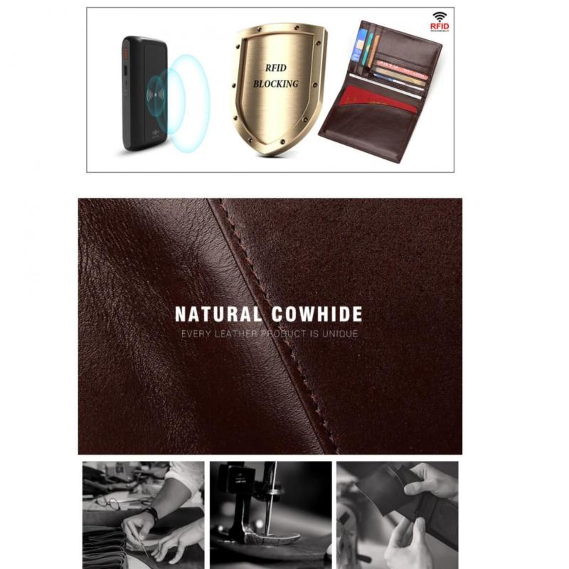 RFID Blocking Men's Leather Wallet Thin Purse Passport Card Case