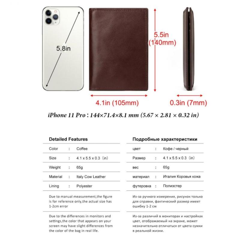 RFID Blocking Men's Leather Wallet Thin Purse Passport Card Case