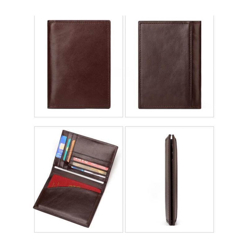 RFID Blocking Men's Leather Wallet Thin Purse Passport Card Case