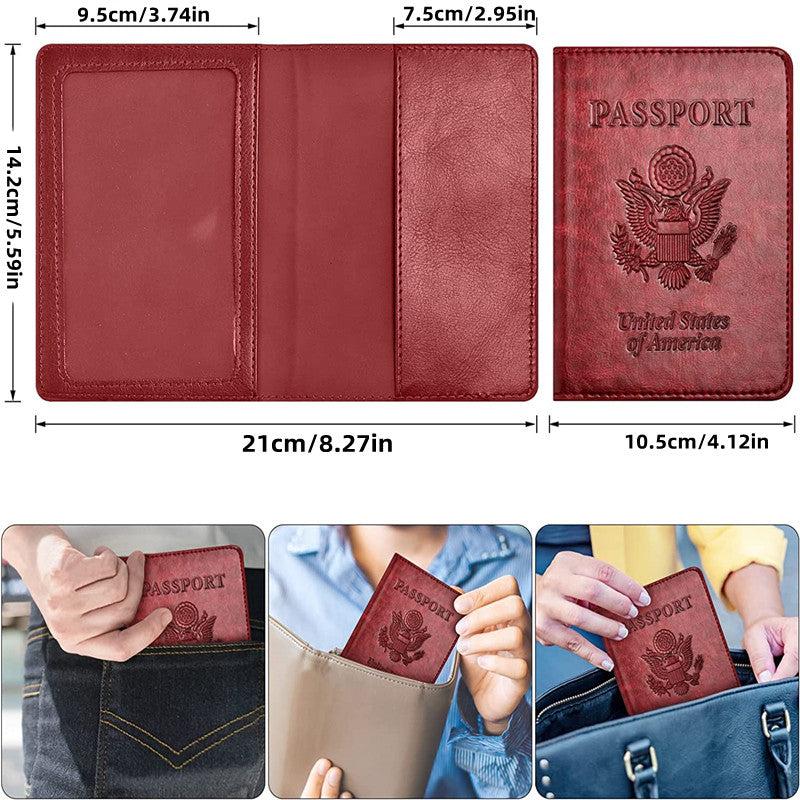 USA Passport & Vaccine Card Holder PU Leather Protector