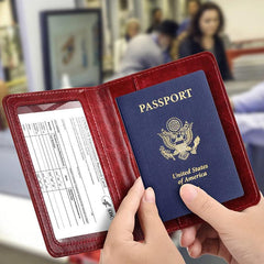 USA Passport & Vaccine Card Holder PU Leather Protector