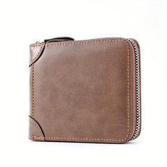 Retro Men's Wallet PU Leather Business Casual Coin Purse Zipper Wallet