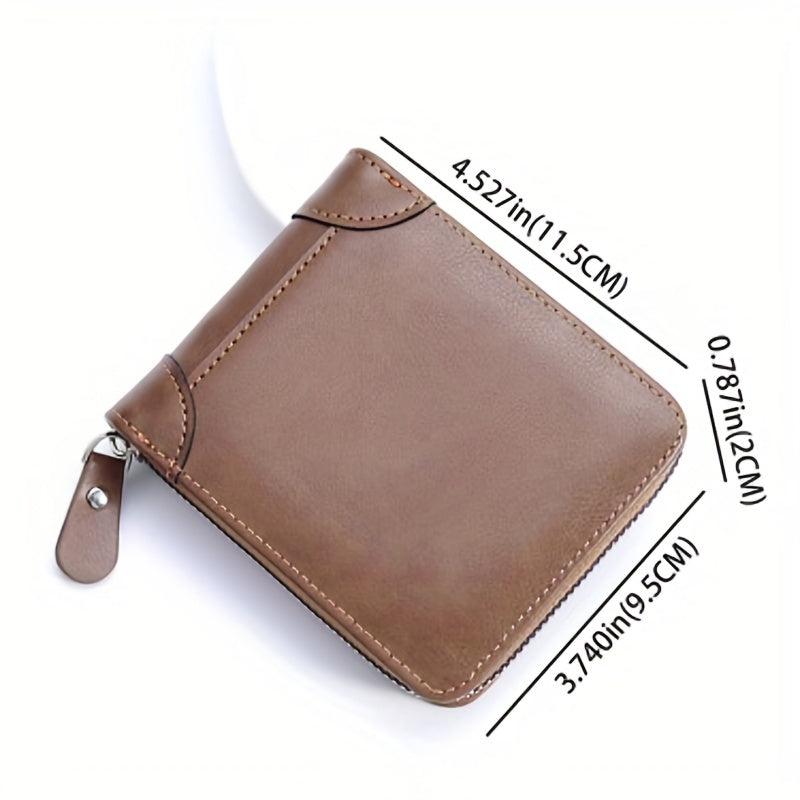 Retro Men's Wallet PU Leather Business Casual Coin Purse Zipper Wallet
