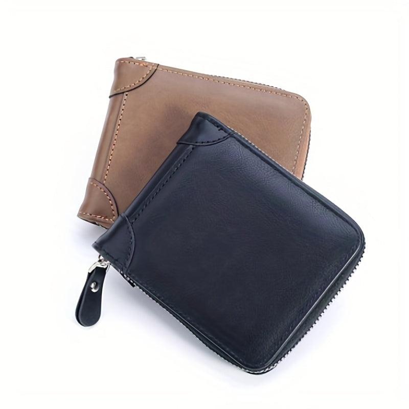Retro Men's Wallet PU Leather Business Casual Coin Purse Zipper Wallet