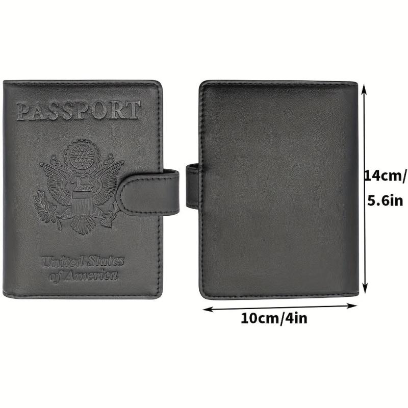 RFID Anti Theft Passport Holder PU Leather Durable Button CDC Vaccine