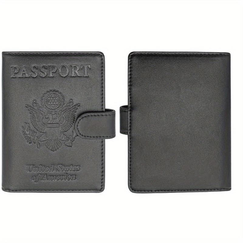 RFID Anti Theft Passport Holder PU Leather Durable Button CDC Vaccine