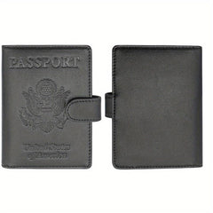RFID Anti Theft Passport Holder PU Leather Durable Button CDC Vaccine
