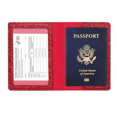 Fine Glitter Powder Passport Bag PU Leather Card Holder